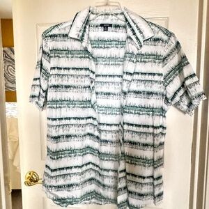 Alfani Casual Green and White Button Down Shirt